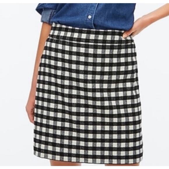 J. CREW The Pencil Skirt Black White Plaid 2 4P Office Professional Prep Capsule - Picture 1 of 8